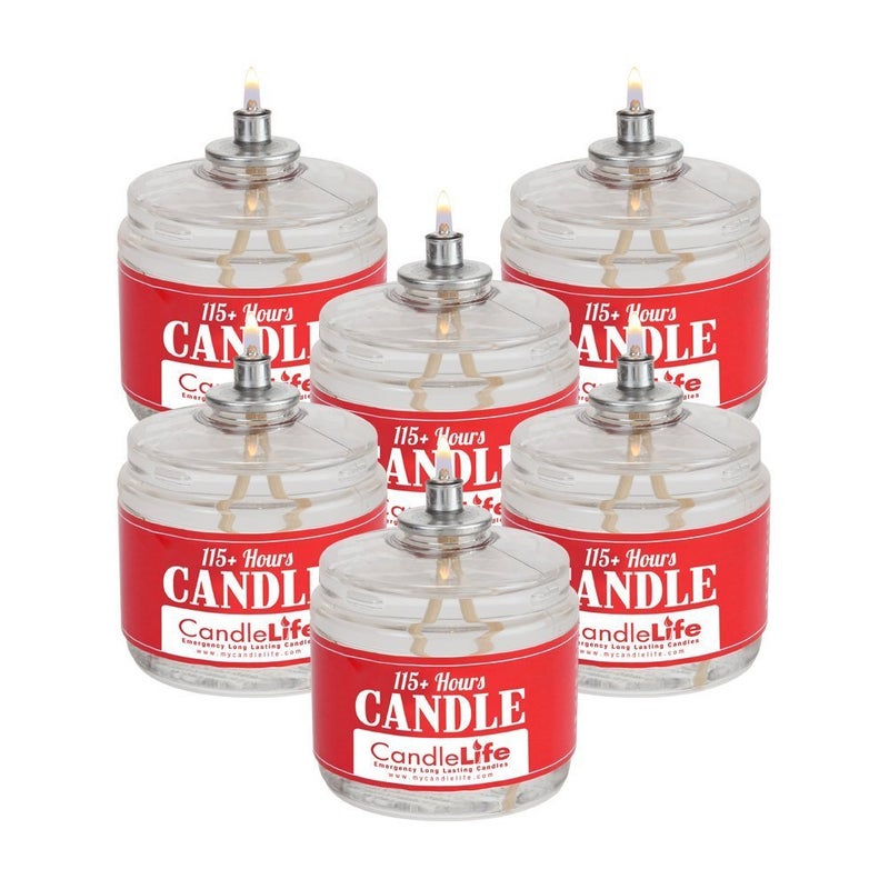 Candlelife 115-Hour Emergency Survival Candles - Long Burning, Unscented, Clean Burning Liquid Paraffin (Set of 6) for Blackouts, Camping, Fishing & Survival. - Image 1